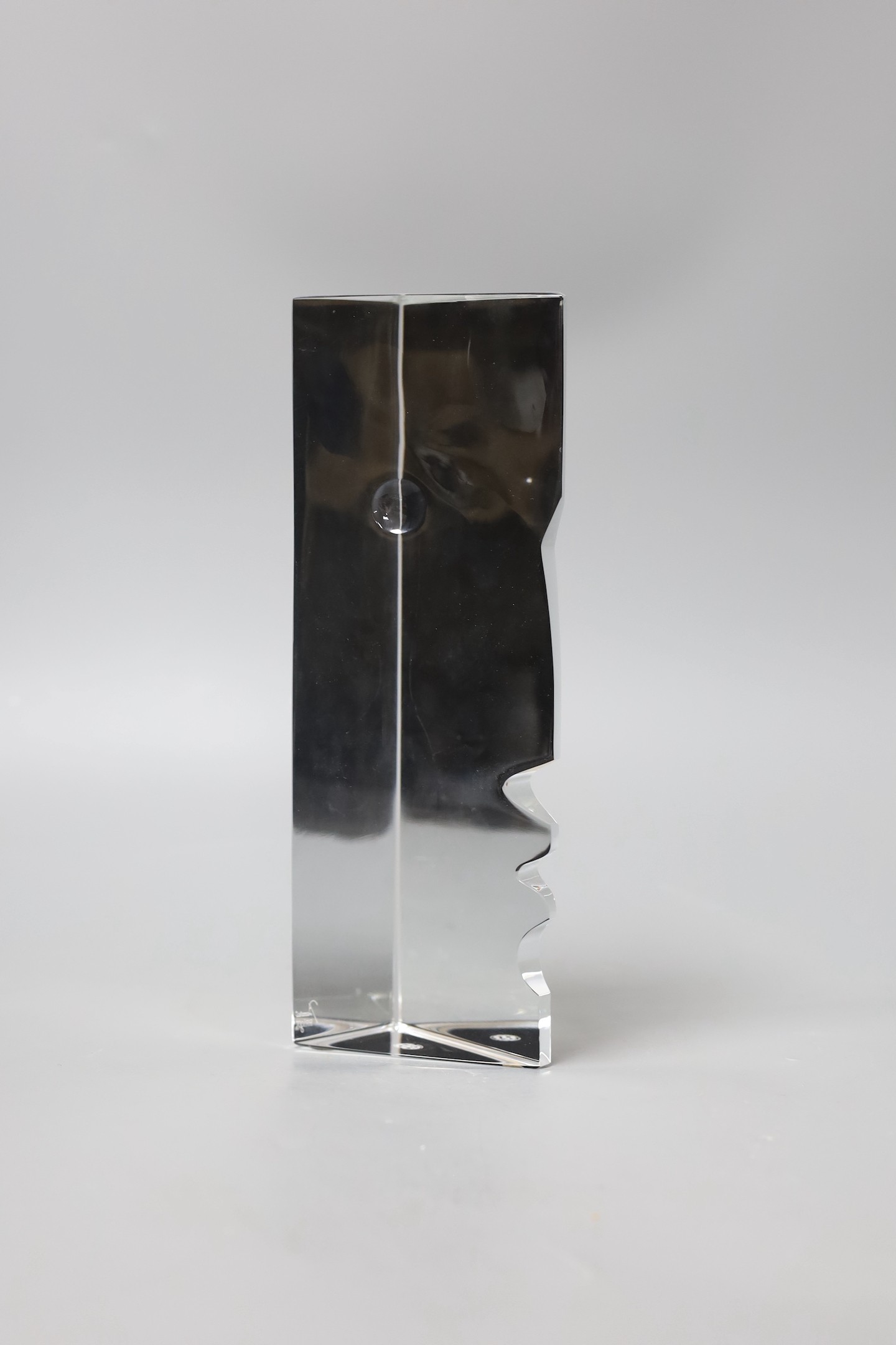 A signed Baccarat crystal prismatic cut bookend, designed by R Rigot, mid 20th century, 26cms high